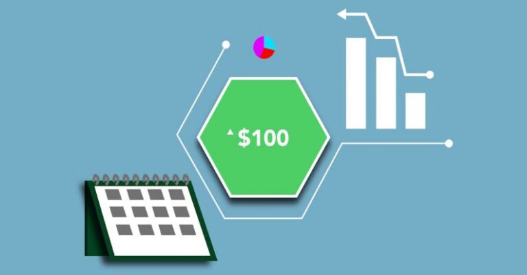 Benefits - Economic concept shown on illustration with statistic graph and charts around hundred dollars demonstrating growth of currency over time