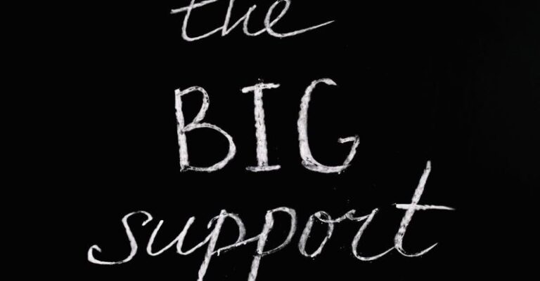 Benefits - The Big Support Lettering Text on Black Background